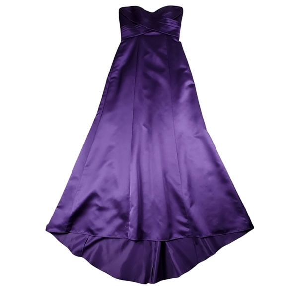 Alfred Angelo Purple High-Low Strapless Formal Gown - Picture 4 of 5